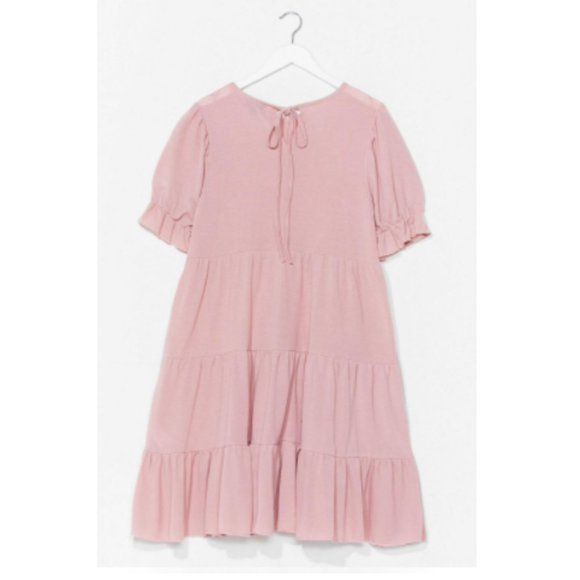 Pink Hot Puff Tiered Mini Dress - Picture 5 of 8